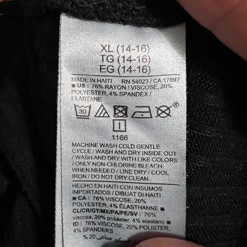 Old Navy Girls Hi-Lo Hem Long Sleeve Tops - Black/Ecru, Size XL (14-16)
